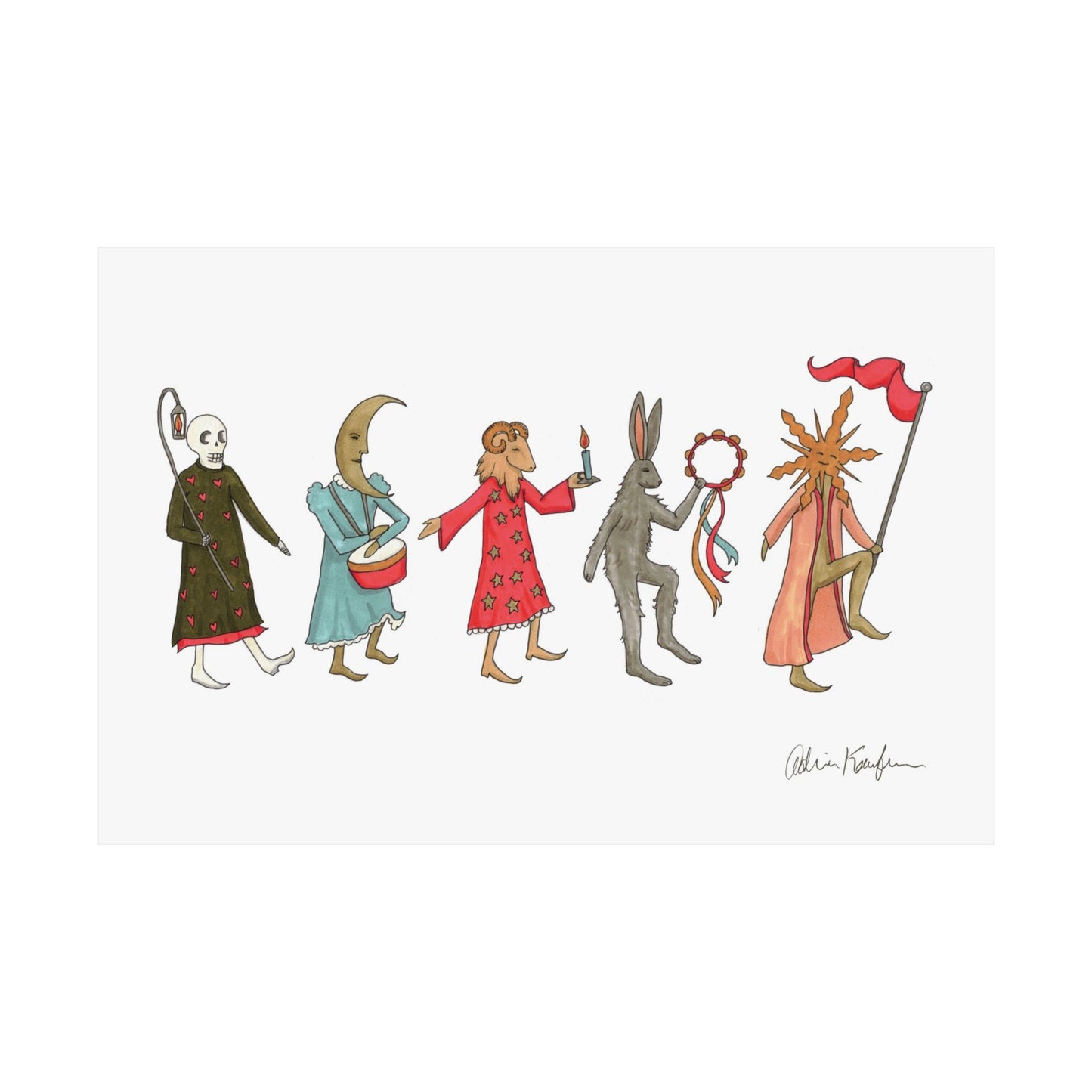 Folk Procession Matte Poster